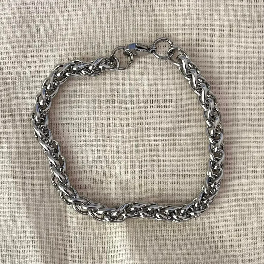y2k silver rope chain link stainless steel tennis bracelet